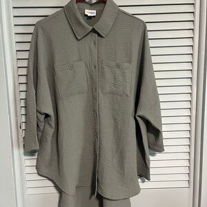 LuLaRoe Olive Button-Down Shirt